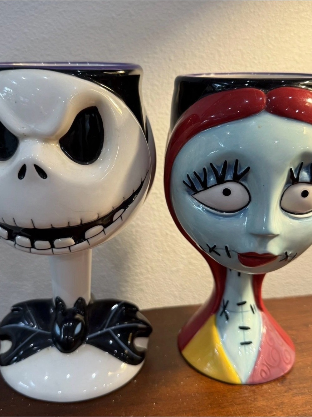 Disney The Nightmare Before Christmas Jack and Sally Themed Ceramic Goblet Set